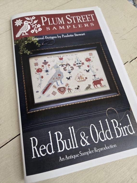 Red Bull & Odd Bird...Plum Street Samplers...cross stitch chart