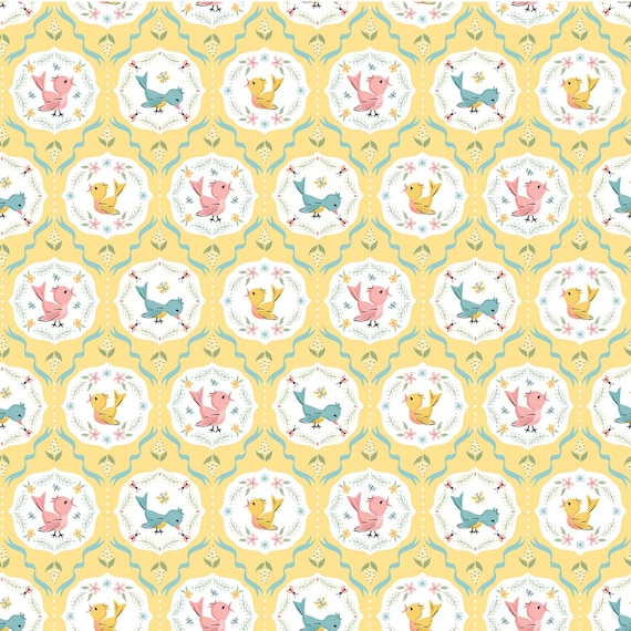Finding Wonder Yellow Tweeting FW24210 by Sheri McCulley for Poppie Cotton