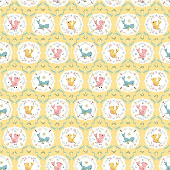 Finding Wonder Yellow Tweeting FW24210 by Sheri McCulley for Poppie Cotton