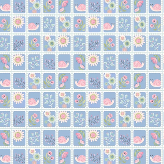 Le Petit Escargot...Snail Mail Blue...Lori Woods...Poppie Cotton