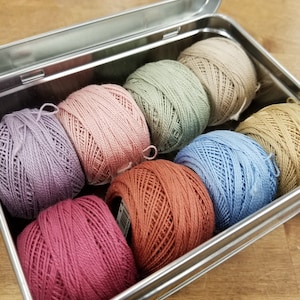 Dusky Petals thread box...featuring 8 DMC perle cotton balls...no 8