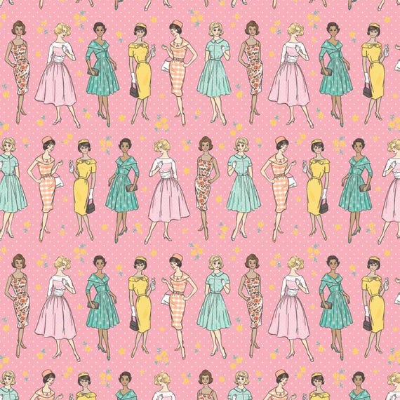 Delightful Department Store Pink Delightful by Amy Jordan for Poppie Cotton, pastel print