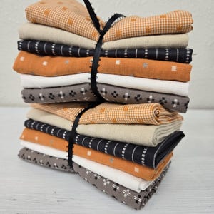 Classic Pumpkins...FQ bundle...exclusive grouping of Wovens...cream, orange, grey, black...Halloween...6 fabrics