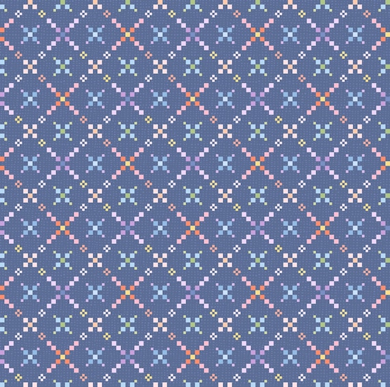Gathering Sun....MAS11195-BZ...Blue/Multi...Quilt Diamond...Maywood Studio