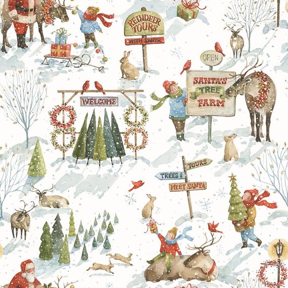 Santa's Tree Farm...CD16450 SNOWY...Lisa Audit...Riley Blake Designs