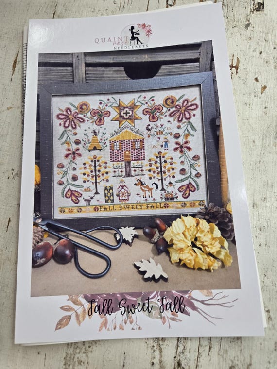 Fall Sweet Fall...Quaint Rose Needlearts...cross stitch pattern, Autumn chart