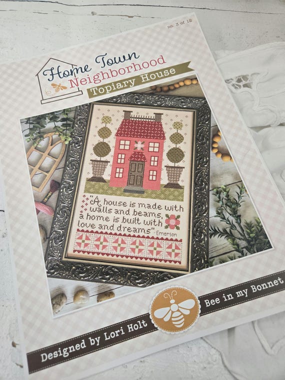 Home Town Neighborhood...Topiary House...no 3...Cross Stitch...Lori Holt...Bee in My Bonnet...cross stitch chart...it's sew emma stitchery