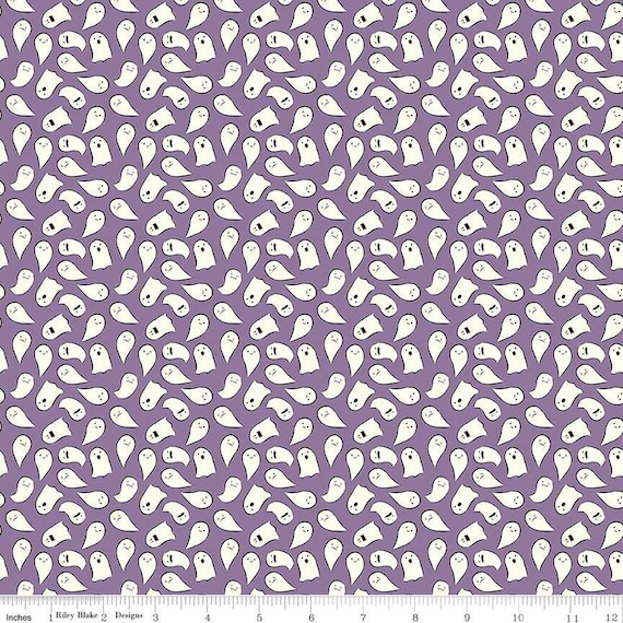 Spooky Schoolhouse Ghosts Lilac designed by Melissa Mortenson for Riley Blake Designs, halloween, autumn