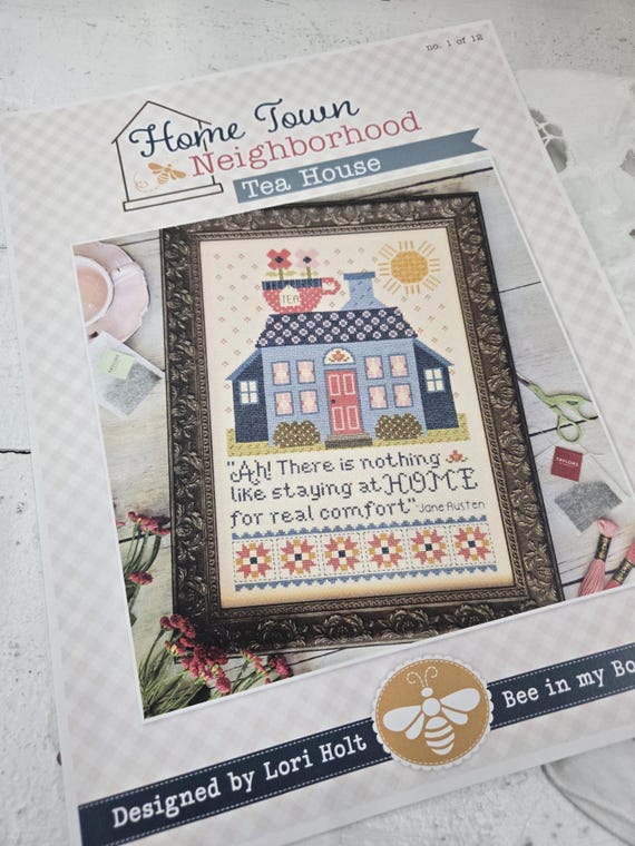 Home Town Neighborhood...Tea House...no 1...Cross Stitch...Lori Holt...Bee in My Bonnet...cross stitch chart...it's sew emma stitchery