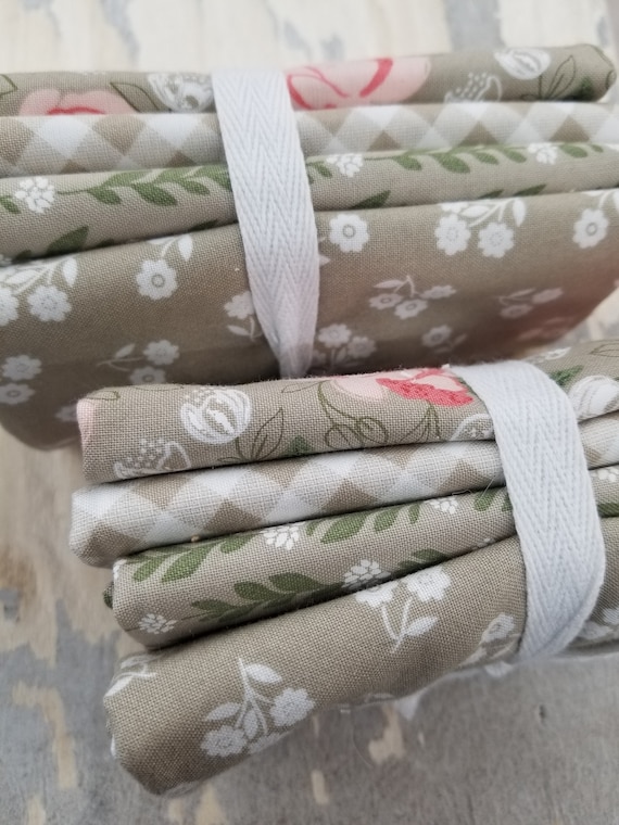 Country Rose Taupe fat quarter bundle by Lella Boutique for Moda Fabrics...4 prints