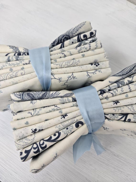 Breathtaking Blues...Low Volume FQ bundle...3 Sisters...Moda Fabrics...8 prints