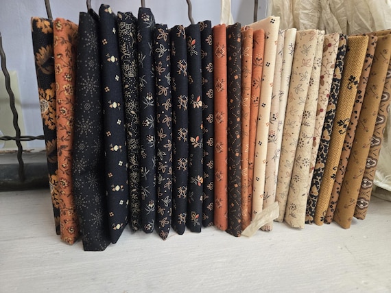 Cheddar and Butternut, Coal and Peppercorn...fat 8th bundle...Pam Buda...Marcus Fabrics...25 prints