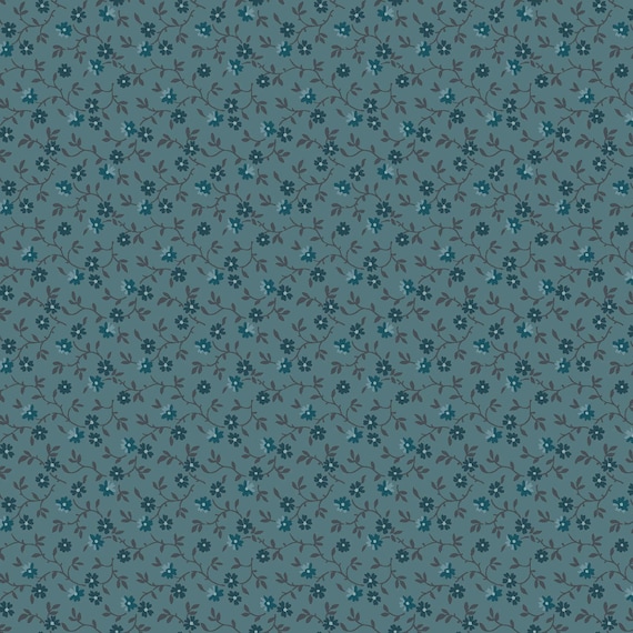 Midnight Bloom....MAS11264-Q...Teal Blue...Little Flowers...Maywood Studio