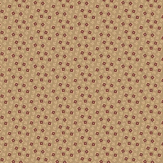 Old Village Greens...R171789D-BEIGE...square flowers...Pam Buda...Marcus Fabrics