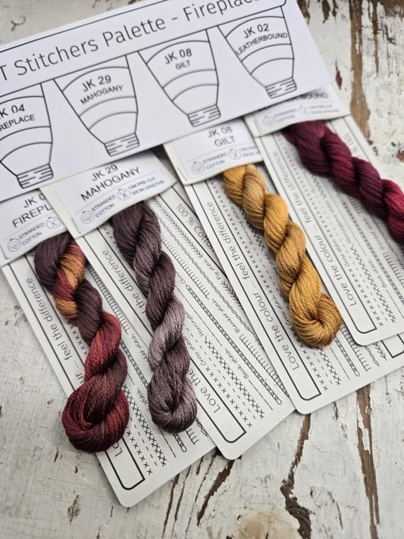 Cottage Garden Threads...Fireplace...Stitchers palette...hand dyed thread...Australian...4 colors