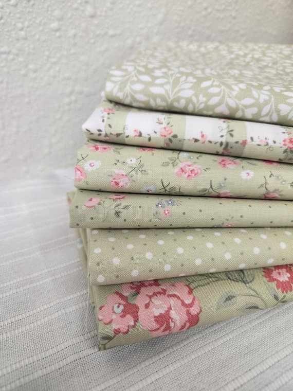 Abide...Light Green FQ Bundle...Brenda Riddle of Acorn Quilt Company...Moda Fabrics...6 prints