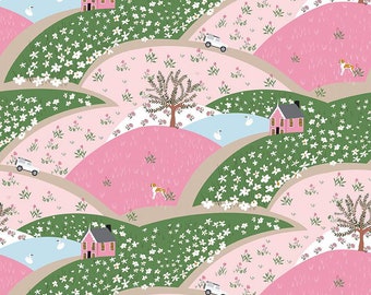 Tulip Cottage Flower Fields Pink C14261-PINK designed by Melissa Mortenson for Riley Blake Designs