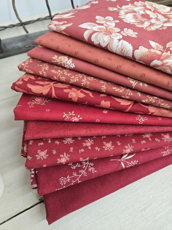 Tonal Reds...HALF Yard bundle...3 Sisters...Moda Fabrics...10 prints