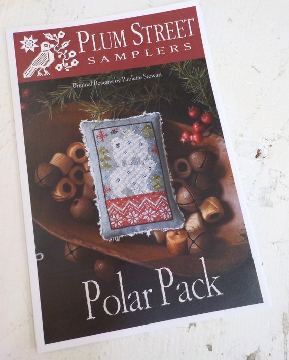 Polar Pack by Plum Street Samplers...cross stitch pattern, polar bear cross stitch