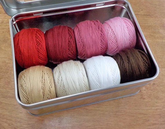 First Crush thread box...featuring 8 DMC perle cotton balls...no 8