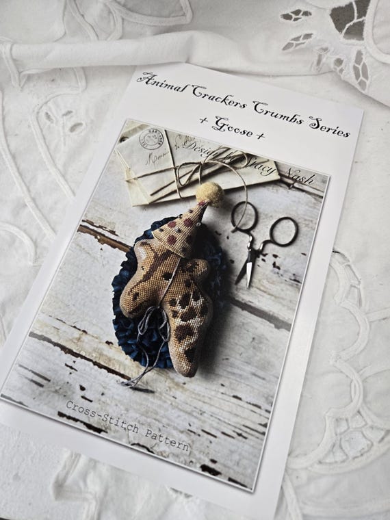 Goose, Animal Cracker Crumbs Series...Stacy Nash Primitives...cross stitch chart...giraffe