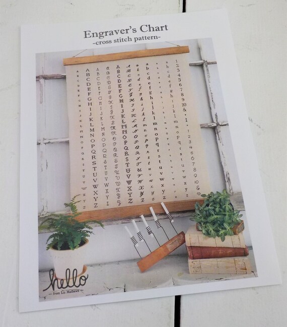 Engraver's Chart, a cross stitch pattern, by hello from Liz Mathews, cross stitch, sampler, alphabet sampler