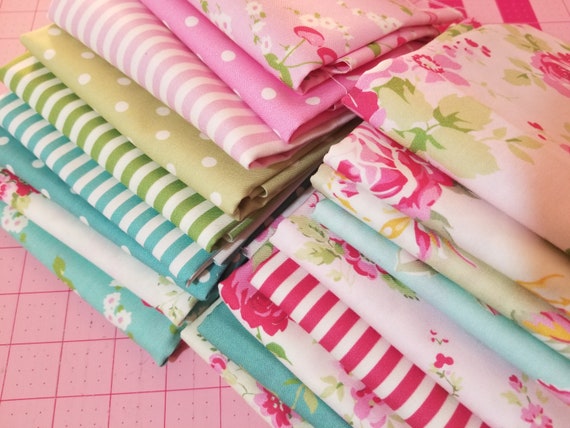 Picnic HALF YARD bundle by Tanya Whelan...cottage style prints, 18 half yards