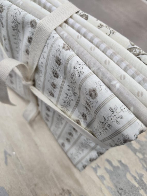 Hollyhocks & Roses...HALF YARD Linen Tonals Bundle...Bunny Hill Designs...Moda Fabrics