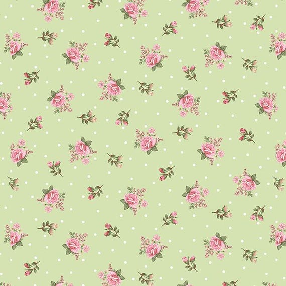 My Victorian Garden...Green 3412-66...designer Mary Jane Carey...Henry Glass...pastel