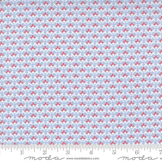 Hollyhocks & Roses...Sky 3054-13...Bunny Hill Designs...Moda Fabrics
