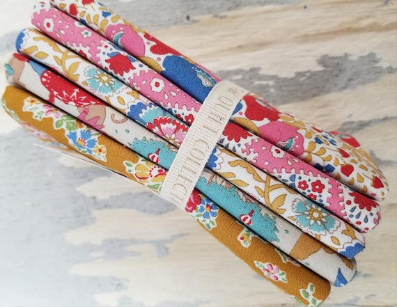 Jubilee Pink/Mustard fat quarter bundle...a Tilda Collection designed by Tone Finnanger...5 fat quarters