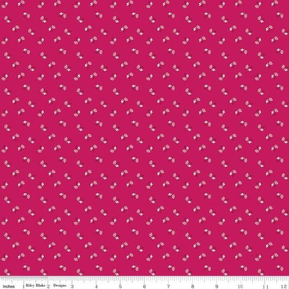 Tulip Cottage Flower Toss Berry C14266-BERRY designed by Melissa Mortenson for Riley Blake Designs