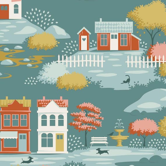 Village Life Blender...Village...Teal...Tilda fabrics...Tone Finnanger