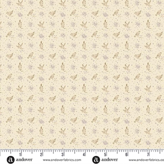 Wildflower Cottage...A-1598-L...Parchment...Meadowlarks...Renee Nanneman...Andover Fabrics