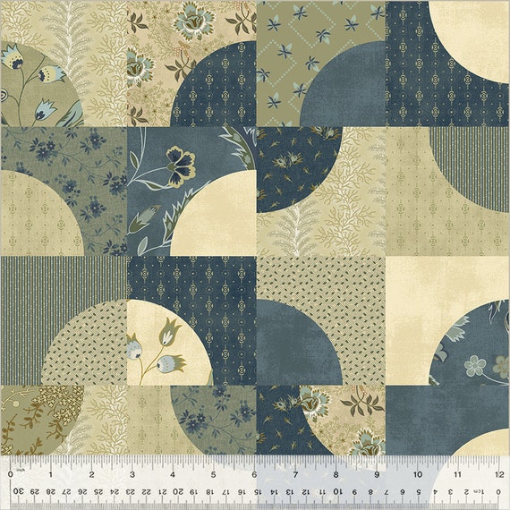 Garden Tale...Kaleidoscope Blue Suede 53819D-2-1...Jeanne Horton...Windham Fabrics
