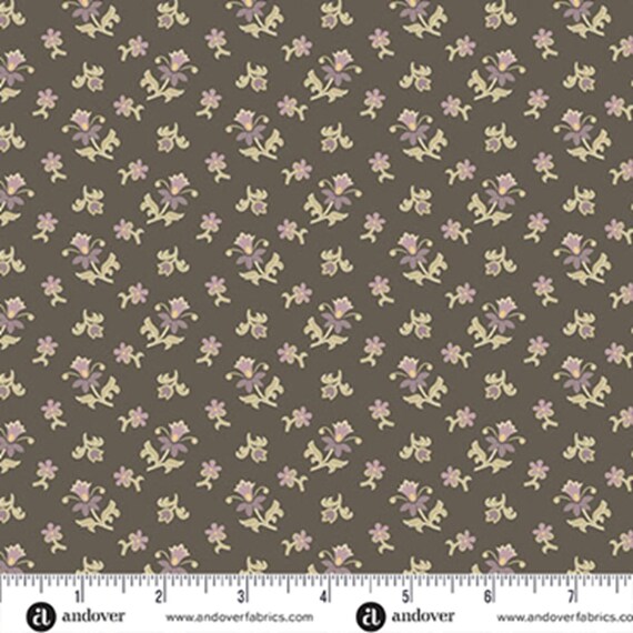 Wildflower Cottage...A-1593-C...Charcoal...Scatter Garden...Renee Nanneman...Andover Fabrics