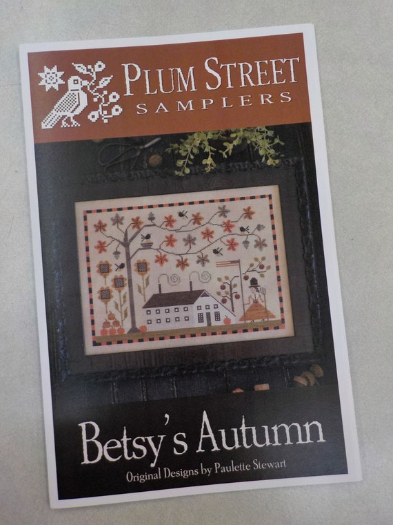 Betsy's Autumn by Plum Street Samplers...cross stitch pattern, Halloween cross stitch, thanksgiving, autumn