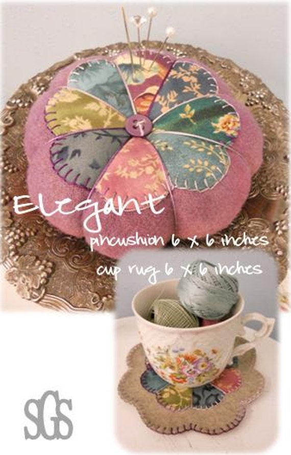 PDF Elegant pincushion and cup rug pattern by Mickey Zimmer for Sweetwater Cotton Shoppe