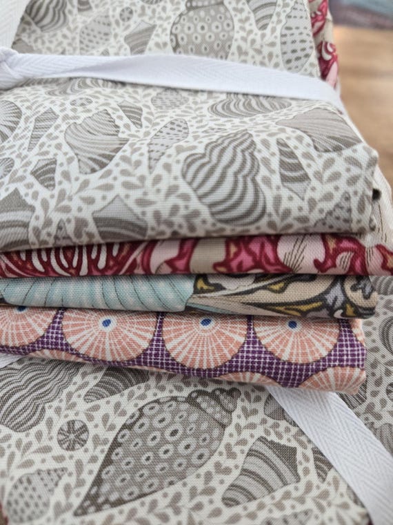 Cotton Beach and Seashell blender...HALF yard bundle...a Tilda Collection designed by Tone Finnanger...4 prints