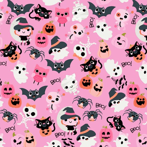 Not Scary...Boos with Bows Pink...Jill & Rani...Poppie Cotton