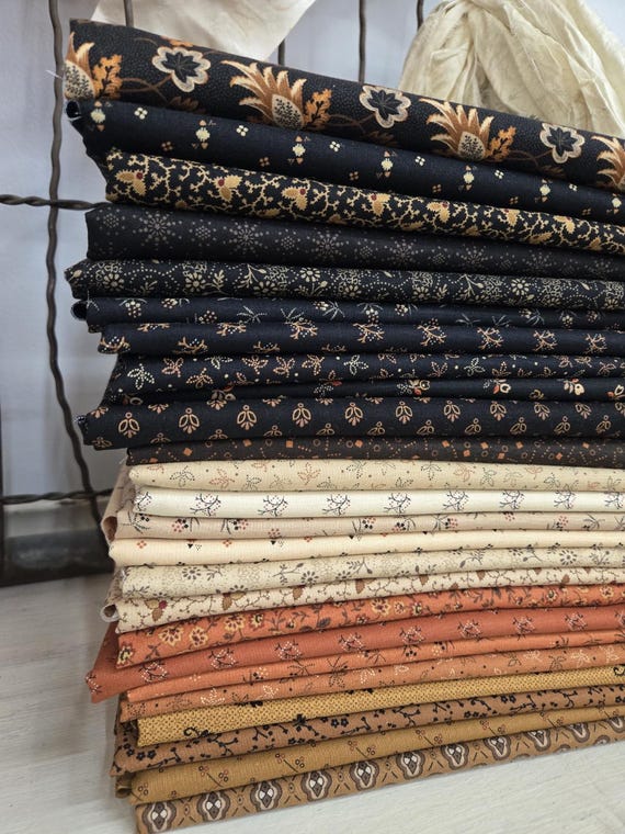 Cheddar and Butternut, Coal and Peppercorn...HALF Yard Bundle...Pam Buda...Marcus Fabrics...25 prints
