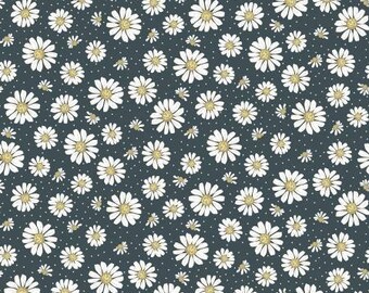 Cottage Farmhouse Fusion 7099S-77 Dark Blue Daisy Allover designed by Maureen Fiorellini for Studio e Fabrics