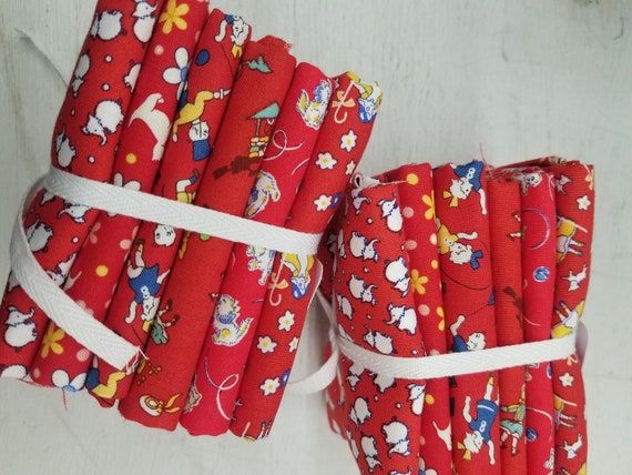 30's Nursery Rhyme bundle...red...6 fat quarters