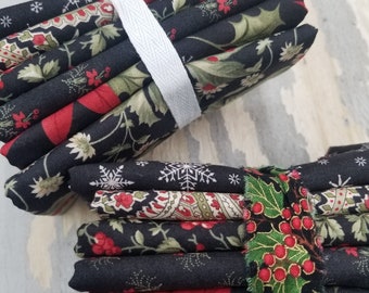 Poinsettia Plaza Ebony fat quarter bundle by 3 Sisters for Moda Fabrics