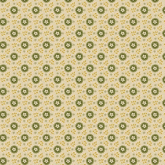 Christmas at Home...16721M-42 Tiny Daisy...Green Natural...April Cornell...Benartex