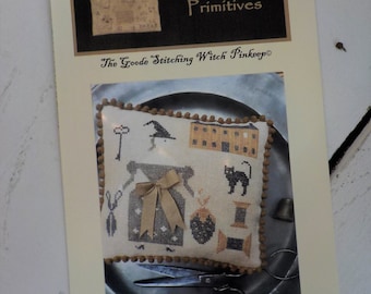 The Goode Stitching Witch Pinkeep by Stacy Nash Primitives...cross stitch pattern, Halloween chart