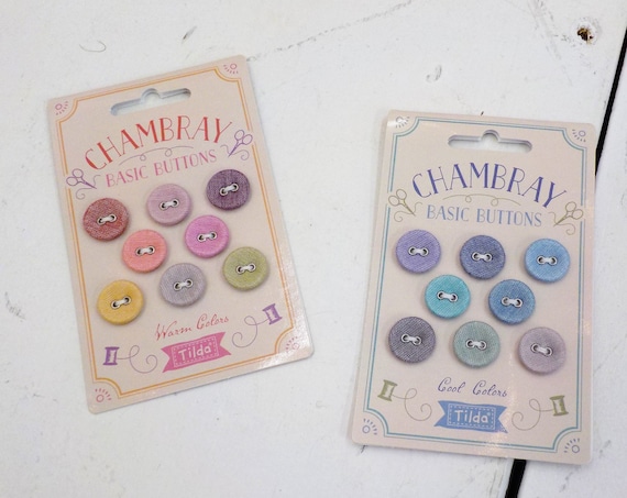 Tilda Chambray basic buttons...designed by Tone Finnanger...8 buttons, warm colors, cool colors