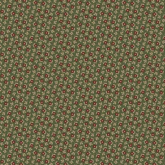 Old Village Greens...R171789D-GREEN...square flowers...Pam Buda...Marcus Fabrics