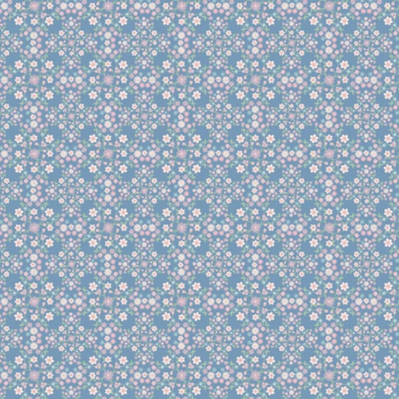 Le Petit Escargot...Blooms and Vines Blue...Lori Woods...Poppie Cotton