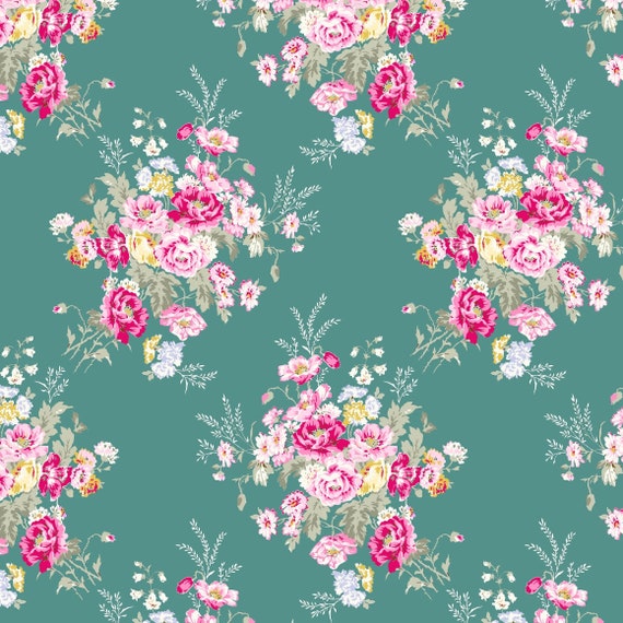 Amelie...TW19 Green...Tanya Whelan...cottage style print...floral